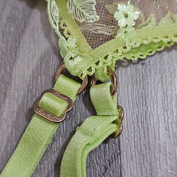 NWT Honey Birdette Whitney Apple Light Green Garter Belt Suspender Size M - Picture 4 of 7